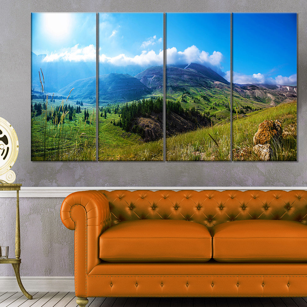 Mountain Landscape Panorama, Landscape Canvas Art Print, 48"x28", 4 Panels