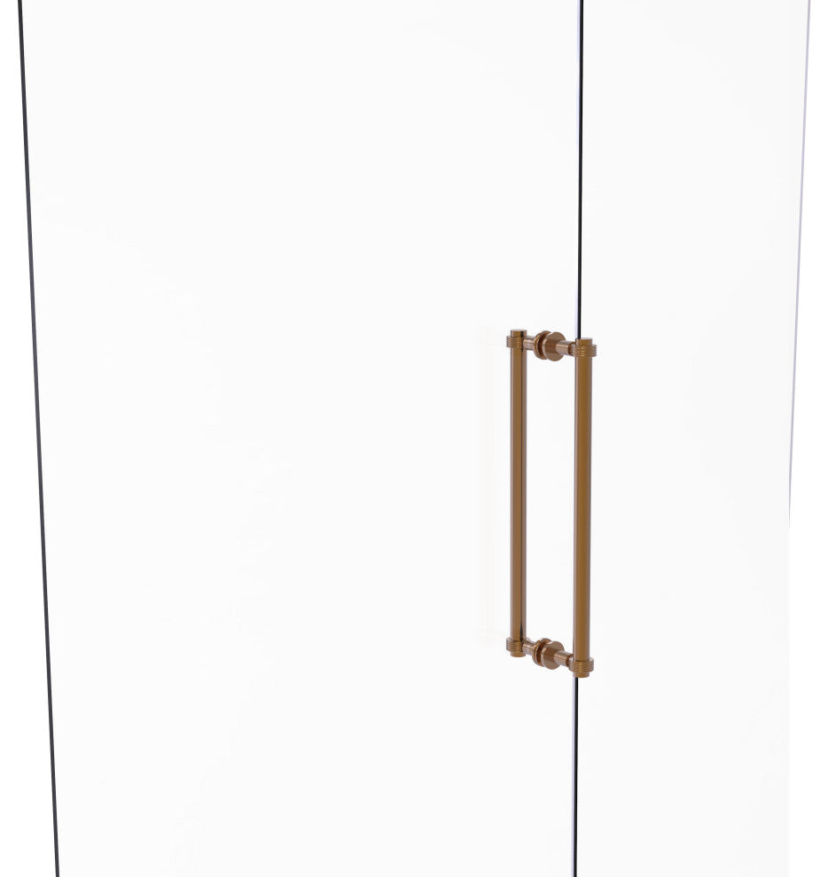 Contemporary 18" Grooved Accent Back to Back Shower Door Pull, Brushed Bronze