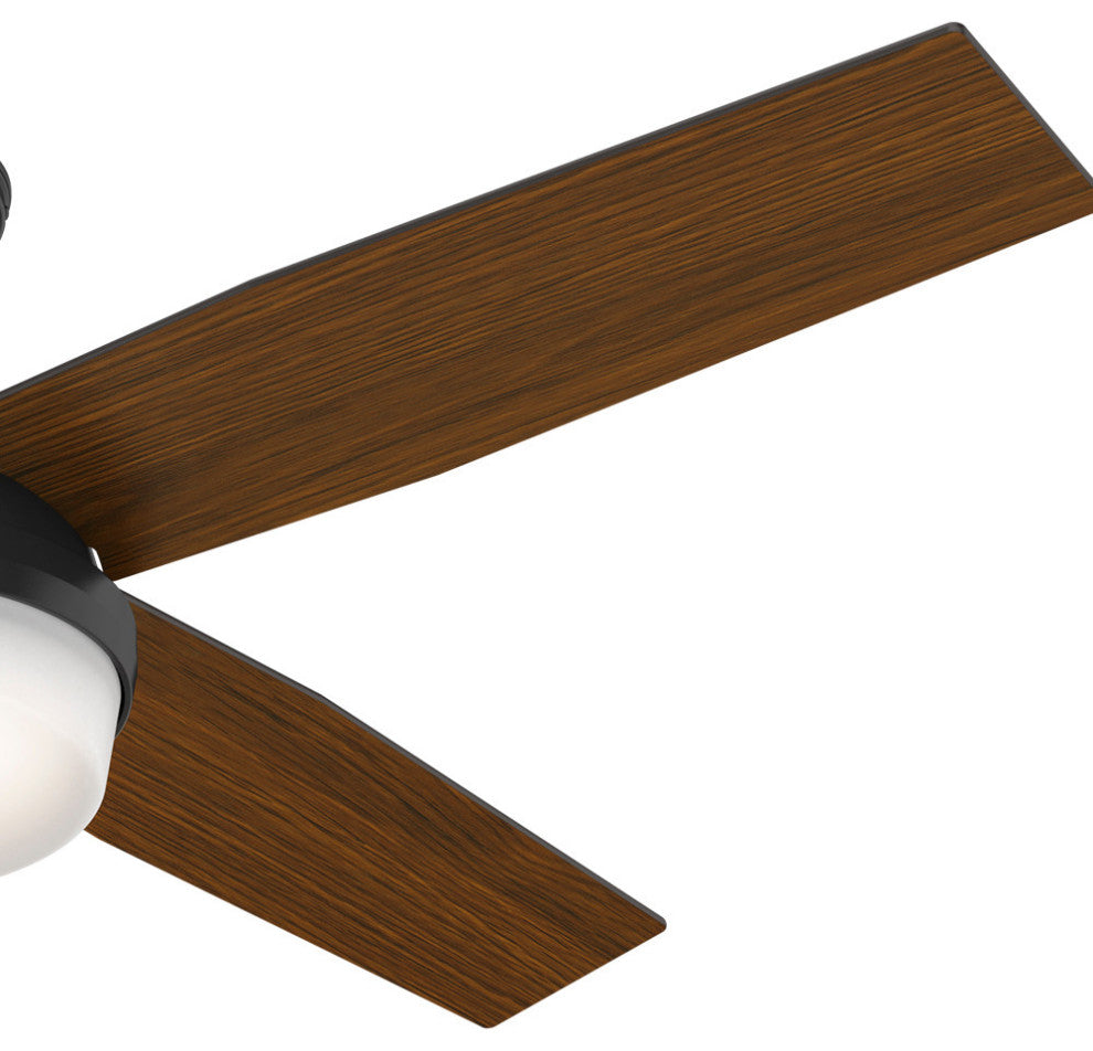 Hunter Fan Company 52" Dempsey Damp Matte Black Ceiling Fan With Light/Remote