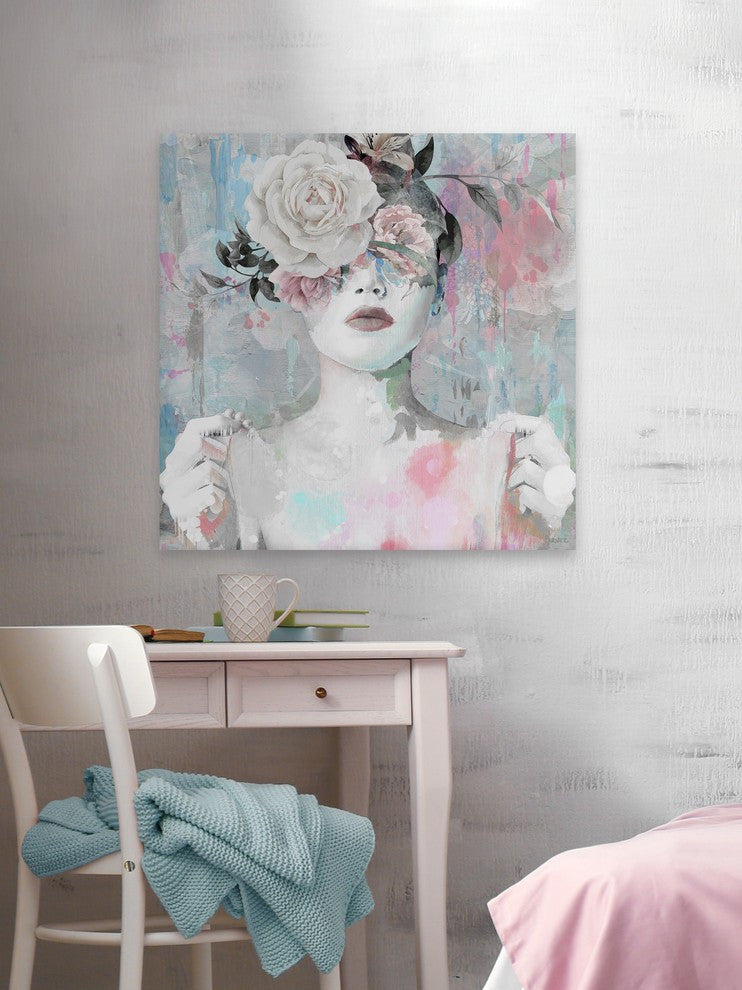 "Dreaming with Flowers" Painting Print on Wrapped Canvas, 24"x24"