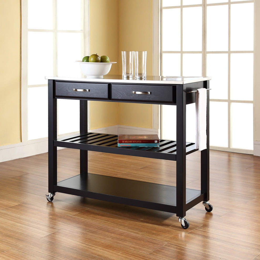 Stainless Steel Top Kitchen Cart, Island With Optional Stool Storage