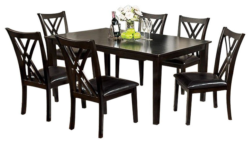 Benzara BM137838 Springhill Enticing 7 Piece Dining Table Set, Espresso