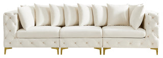 Tremblay Velvet Upholstered 3-Piece Modular Sofa, Cream