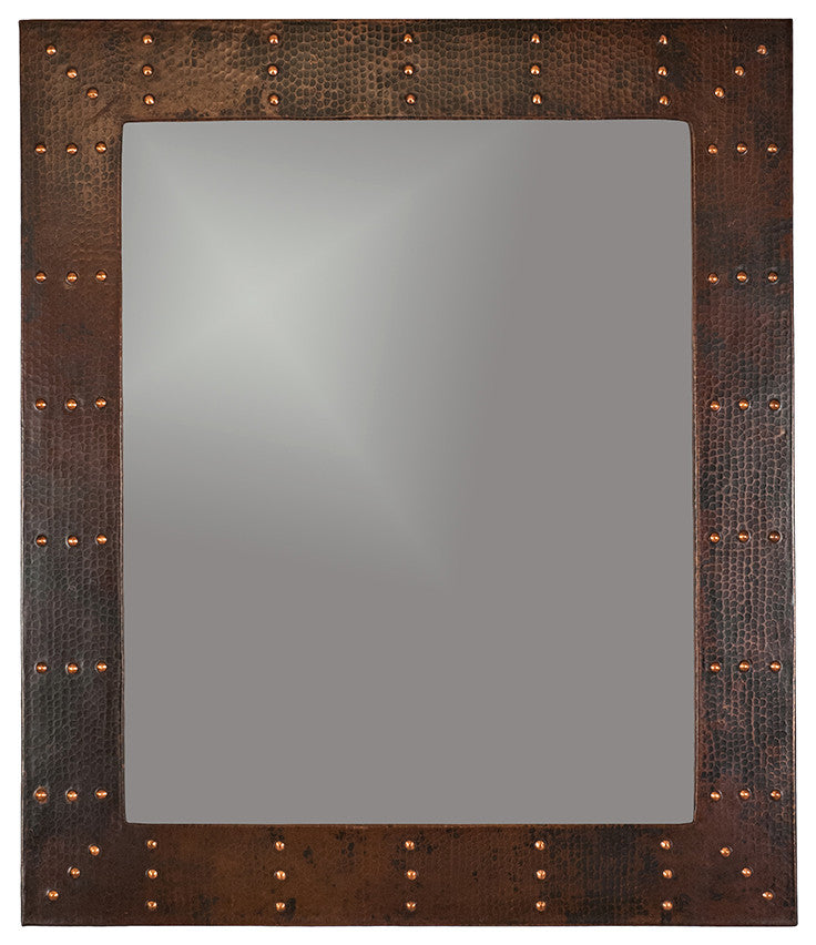 Premier Copper MFREC3631-RI 36 Inch Copper Mirror W/ Hand Forged Rivet
