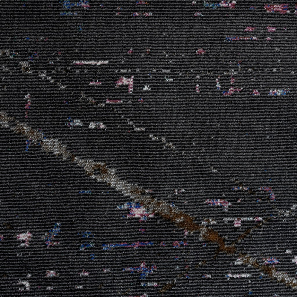 8" x 10" Distressed Black Abstract Area Rug