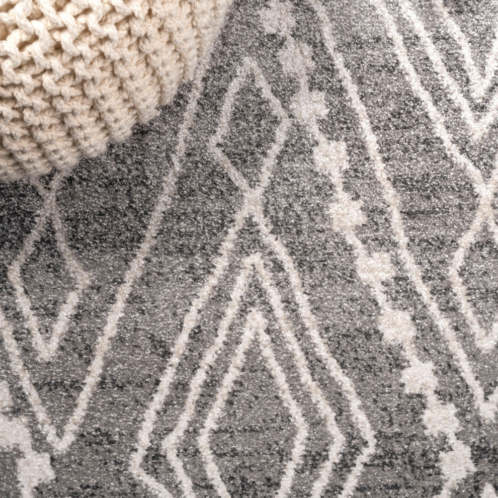Rih Moroccan Style Diamond Gray/Ivory 3'x5' Area Rug