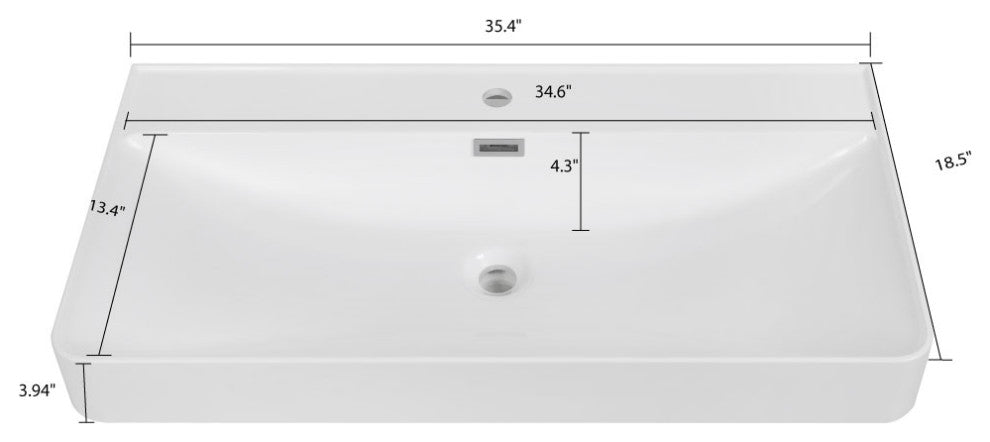 35" Solid Surface Resin Streamline K-1711-35 Vanity Top