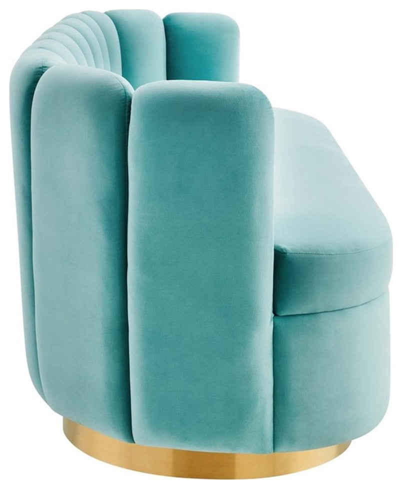 Victoria Channel Tufted Performance Velvet Sofa, Mint