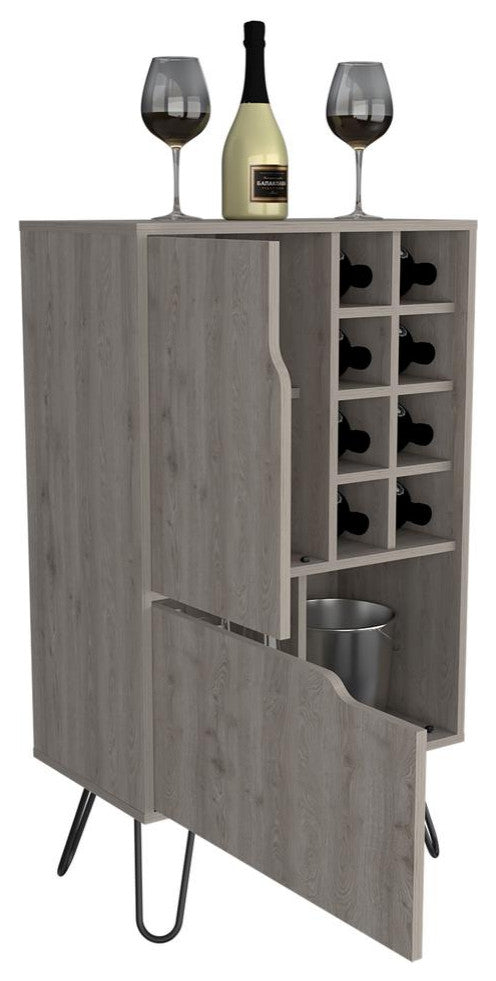 DEPOT E-SHOP Zamna L Bar Single Door Cabinet, Eight Wine Cubbies