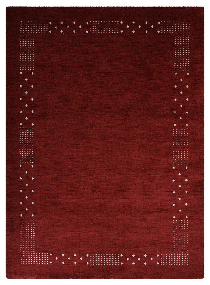Hand Knotted Loom Wool Area Rug Contemporary Red, [Rectangle] 8'x11'
