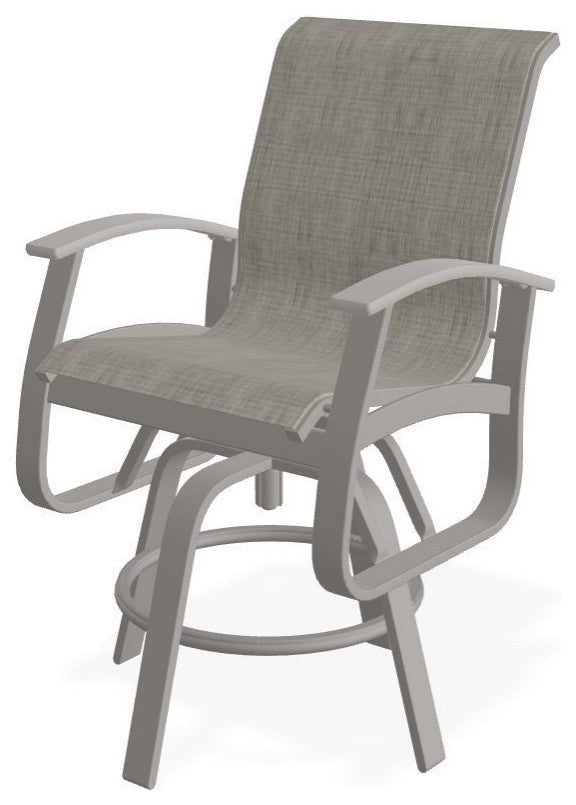 Belle Isle Sling Balcony Height Outdoor Swivel Chair, Smoke/Warm Gray