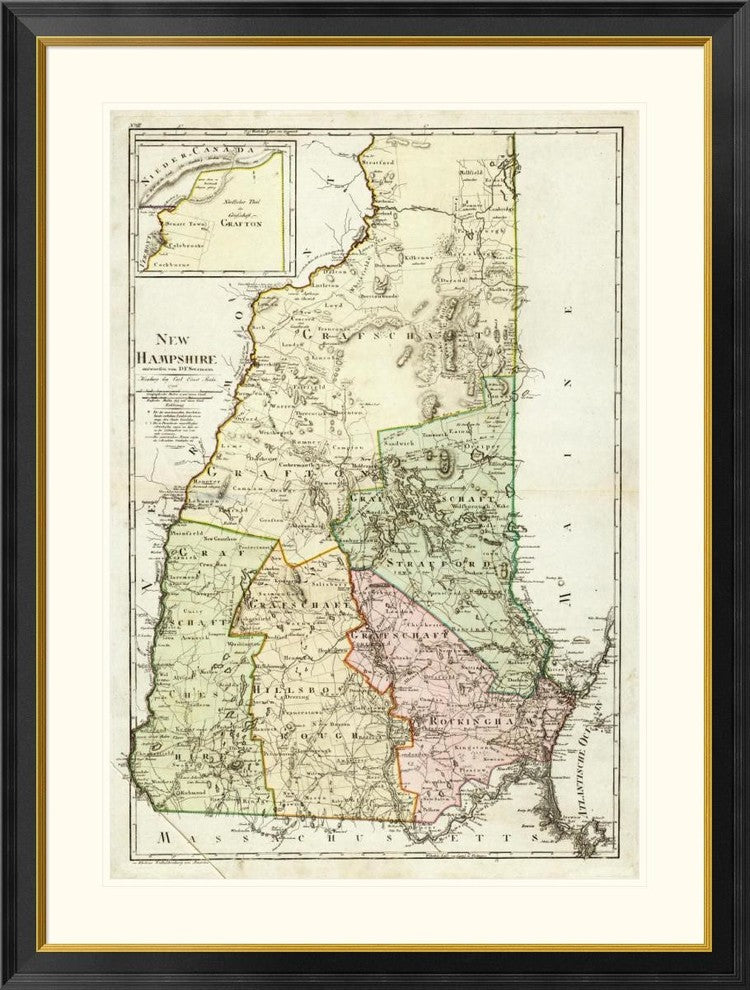 "New Hampshire, 1796" Framed Digital Print by Daniel Friedrich Sotzmann, 35x46"