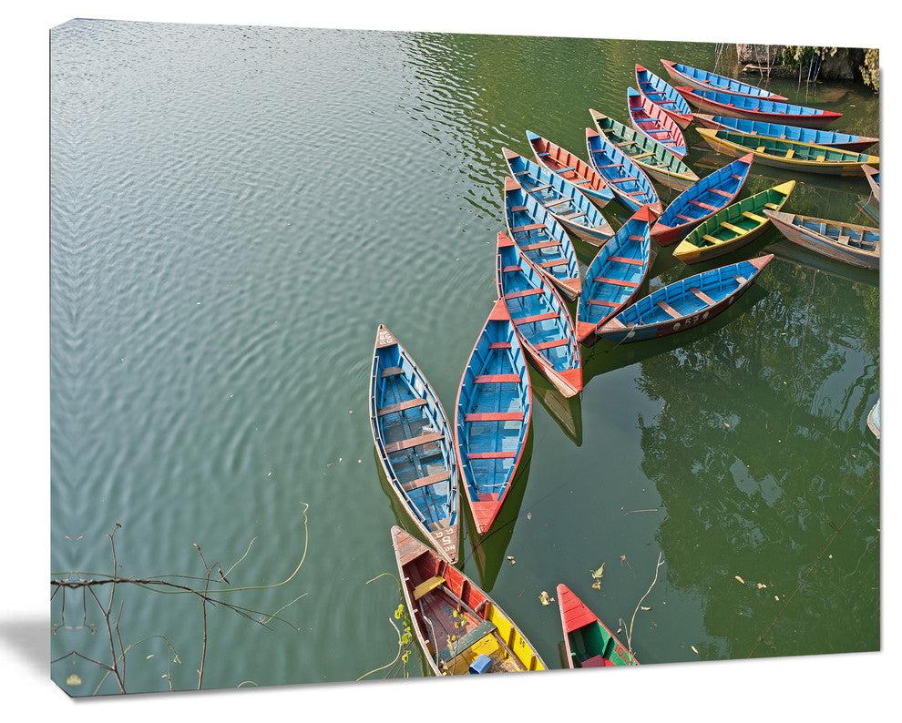 Phewa Lake in Pokhara Nepal, Boat Canvas Art Print, 40"x30"