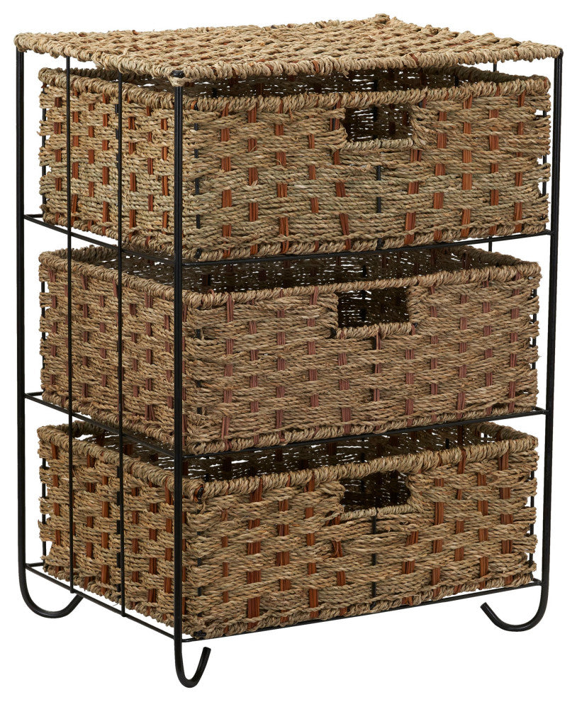 3 Drawer Wicker Storage Unit