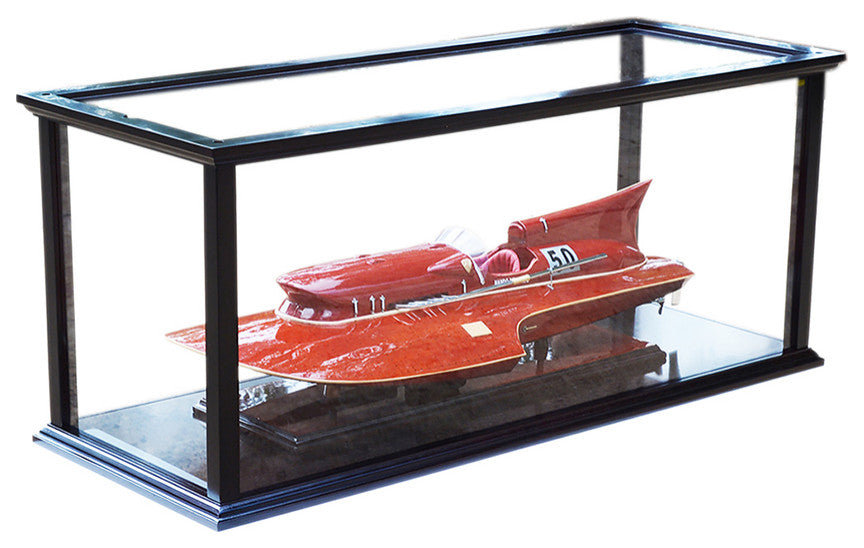 Display Case For Speed Boat Handcrafted Wooden Display Case for Model Ships