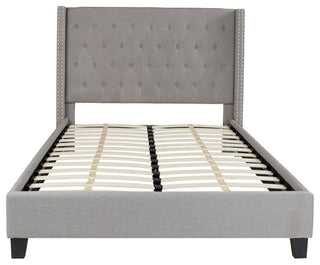Riverdale Full Size Tufted Platform Bed, Light Gray
