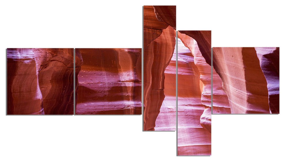 Antelope Canyon Structures, Landscape Photo Canvas Print, 60"x32", 5 panels