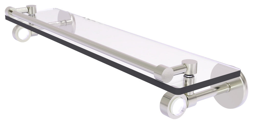 Clearview 22" Glass Shelf with Gallery Rail, Satin Nickel