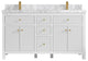 Sonoma 60 Double Sink Reeded Bathroom Vanity in White 2" Carrara Marble