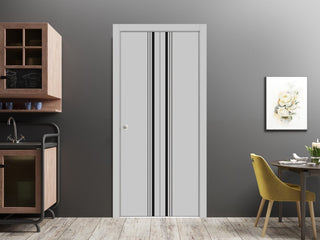 Bi-fold Doors 48 x 84 | Planum 0011 Grey Matte with  | Sturdy Tracks
