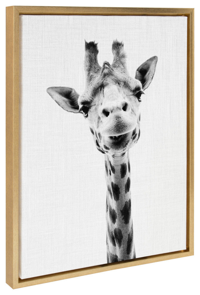 Sylvie Giraffe Portrait Framed Canvas by Simon Te Tai, Gold 18x24