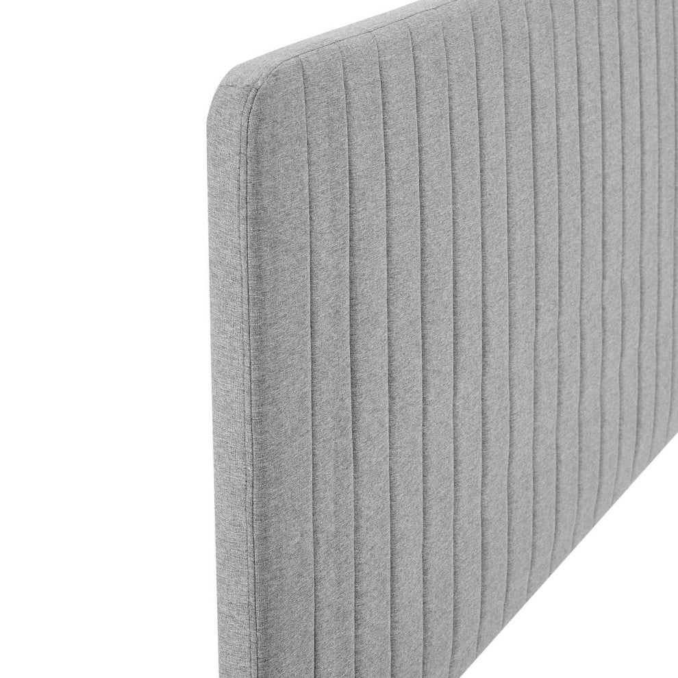 Tufted Upholstered Fabric King/California King Headboard Light Gray