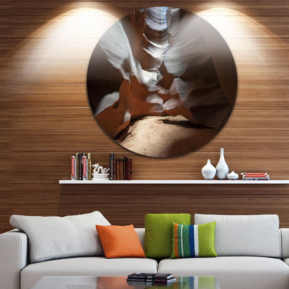 Antelope Canyon Dark Inside, Landscape Photo Disc Metal Wall Art, 11"