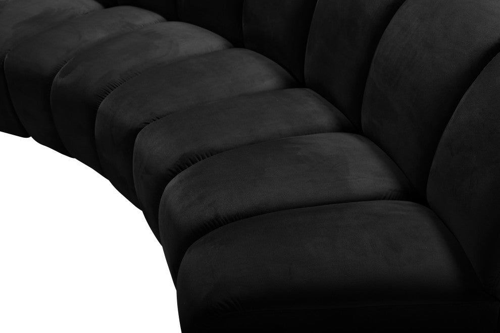Infinity Channel Tufted Velvet Modular Chair, Black, 2 Piece