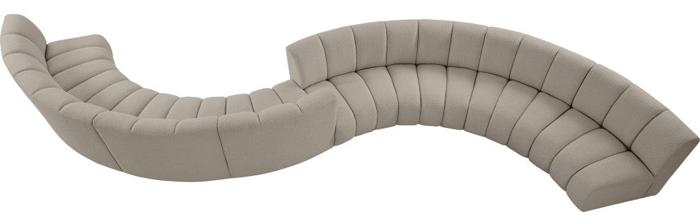 Infinity Boucle Fabric Upholstered 8-Piece S-Shaped Modular Sectional, Brown