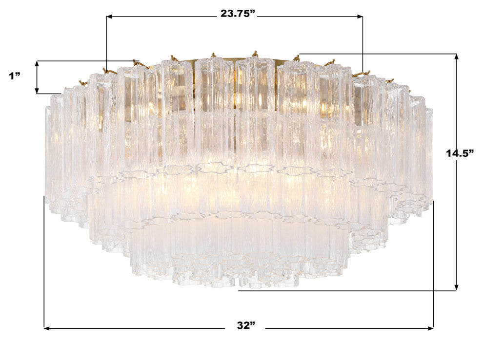 Crystorama Lighting Group ADD-331-CL Addis 16 Light 32"W Flush - Polished