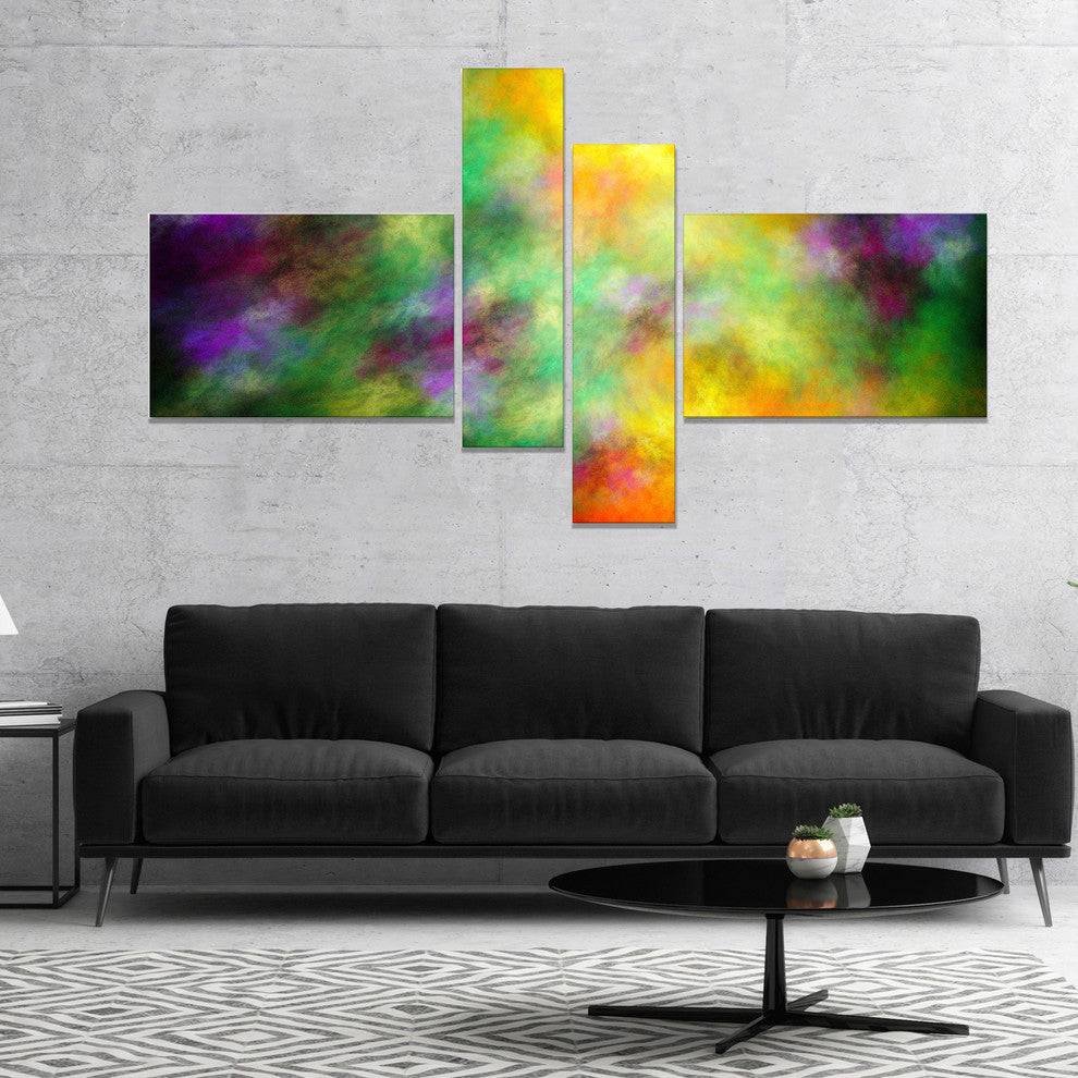Colorful Sky with Blur Stars, Abstract Canvas Art Print, 60"x32", 4 panels