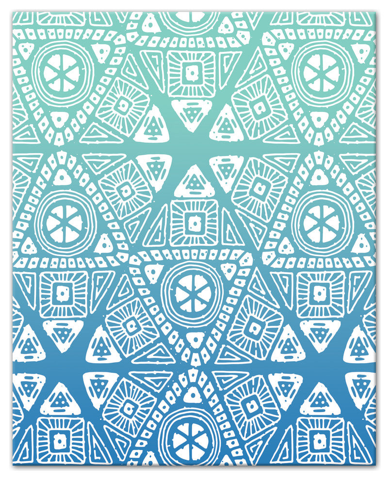 Blue Sunset Tribal Pattern  16x20 Canvas Wall Art