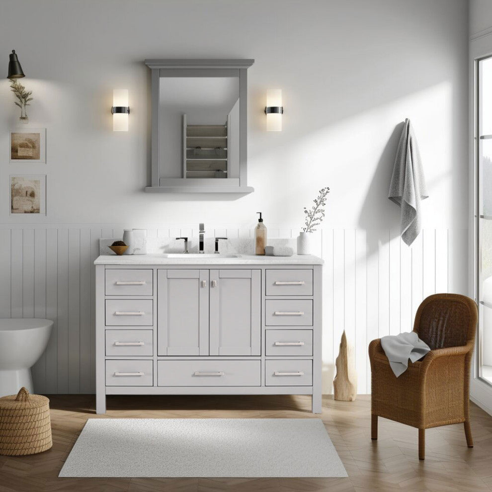 Bathroom Vanity Set, Base:Gray, 48", Without Mirror