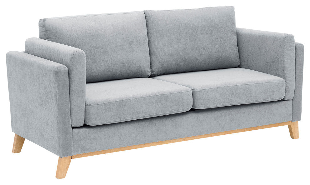 73" Chenille Fabric Tuxedo Arm Loveseat with Cushion, Grey, 73"