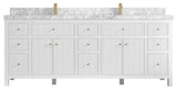 Sonoma 84 Double Sink Reeded Bath Vanity in White 2" Carrara Marble