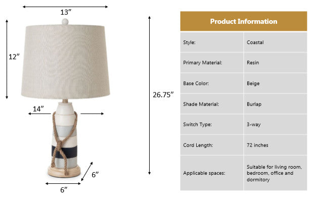 Buoy 27" Poly Coastal Table Lamp, Tri-color, Set of 2