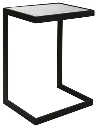 Minimalist Cantilever Black Iron Accent Table, Sofa Arm Chair C Shape Mirrored