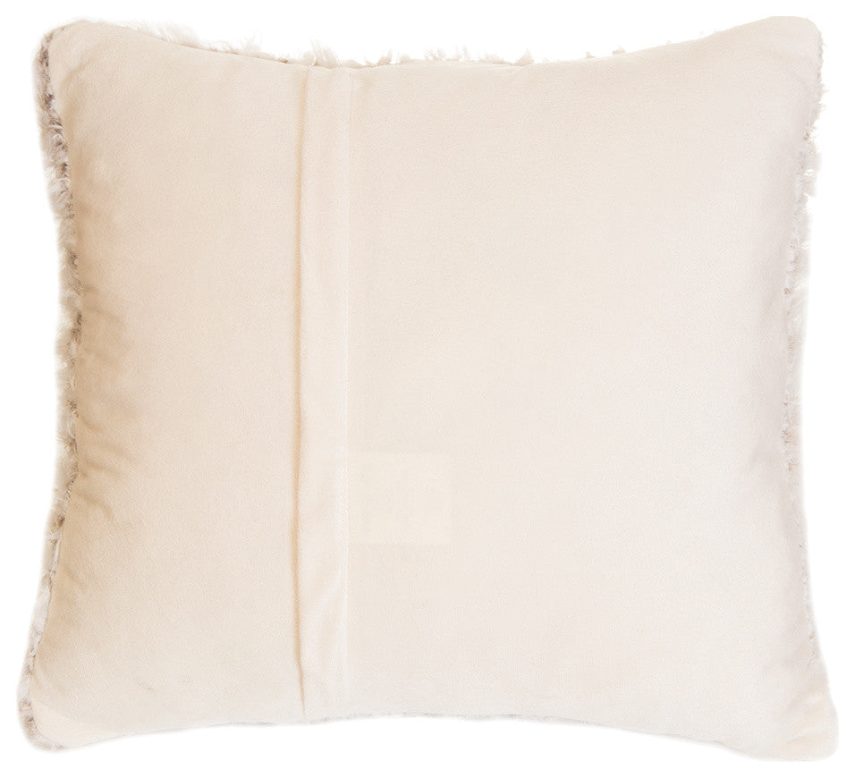 Faux Fur Throw Pillow 18"X18" With Insert, Off-White Plush