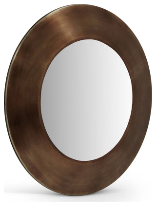Sphere Iron Frame Mirror, Brown, 24" W x 2" D x 24" H