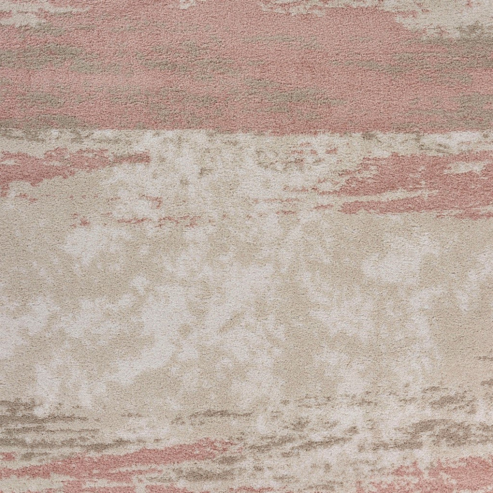 8" x 10" Blush and Beige Abstract Strokes Area Rug