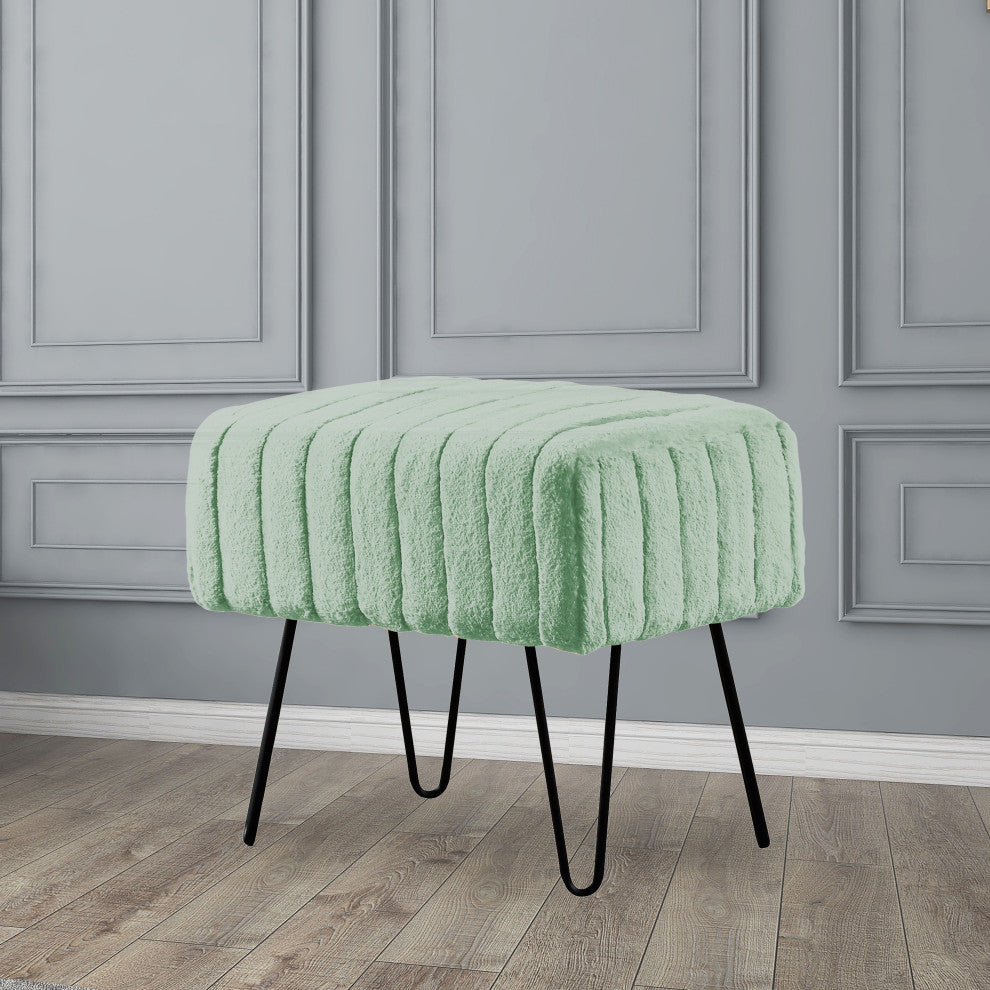 Serenta Super Mink Ottoman, Sea Foam, 19''x13''x17''