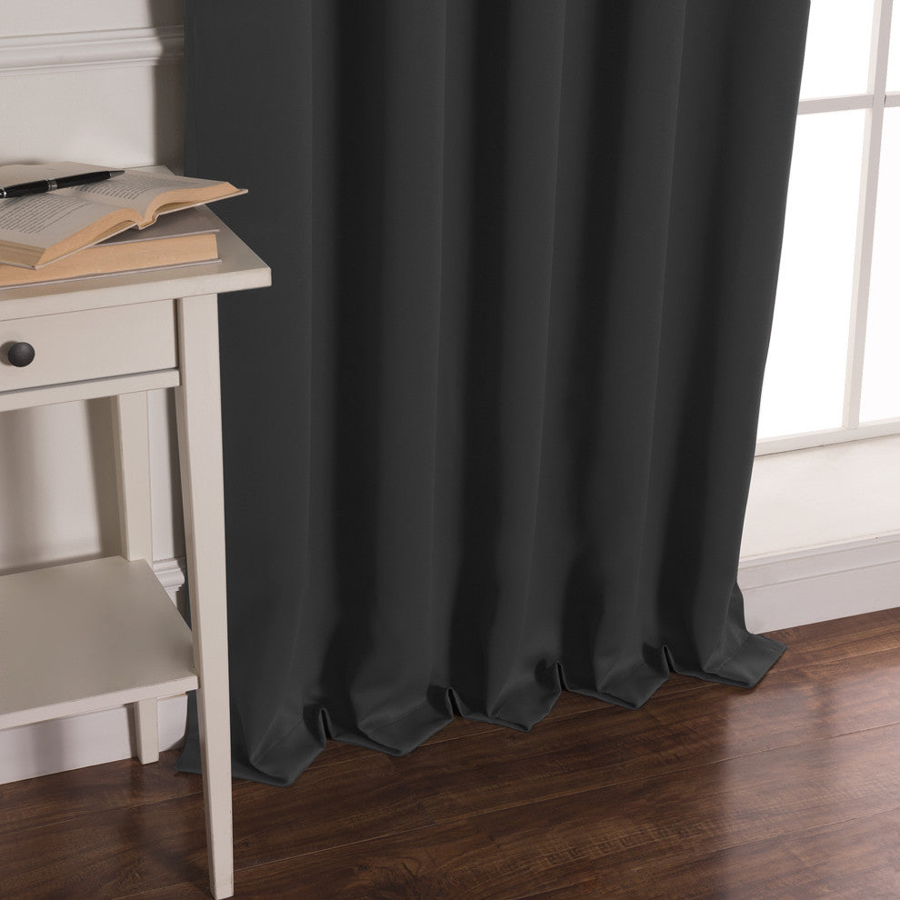 BANDTAB -Thermal Insulated Blackout Knotted Tab Curtain Set, Dark.grey, 52" W X