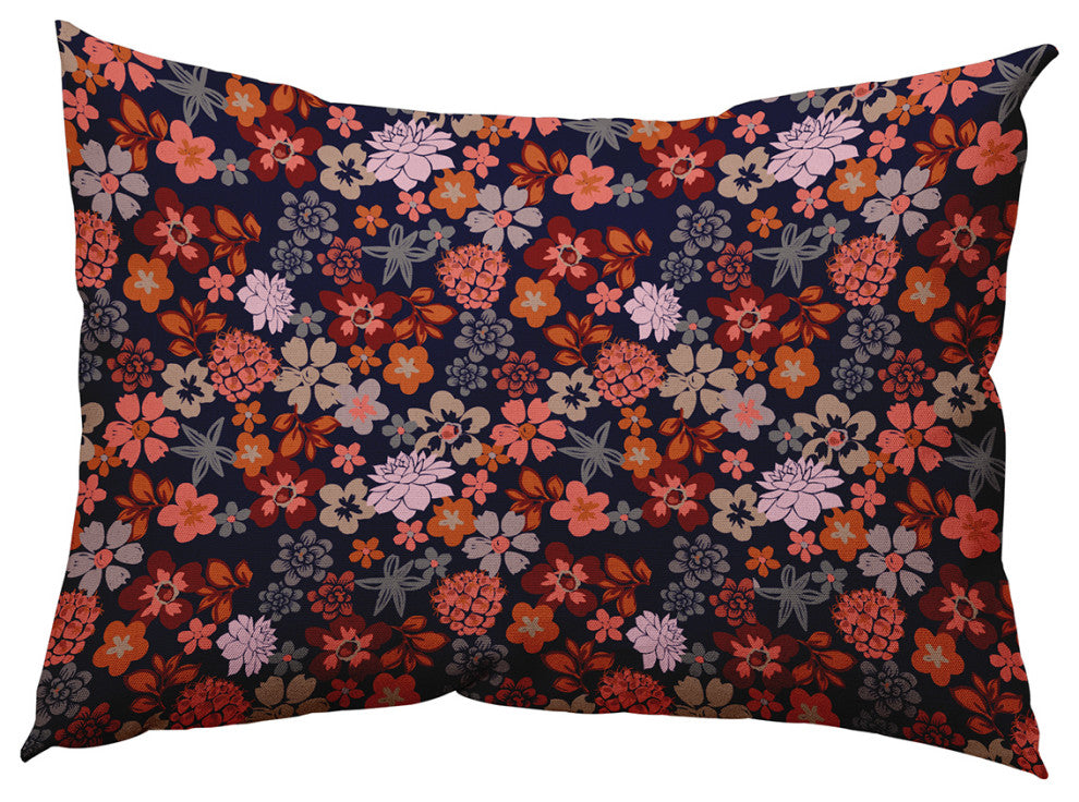 Succulent Garden Accent Pillow, Navy, 14"x20"