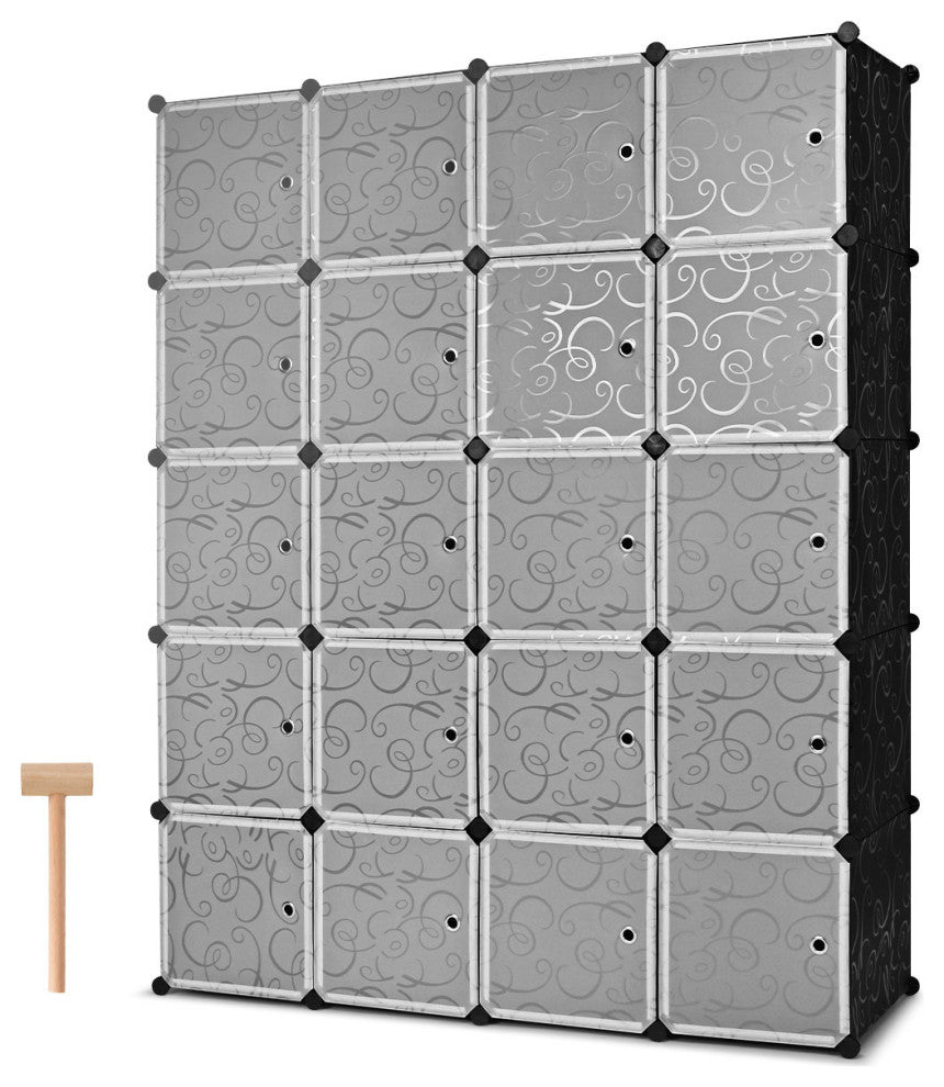 Costway DIY 20 Cube Portable Closet Storage Organizer Clothes Wardrobe Cabinet