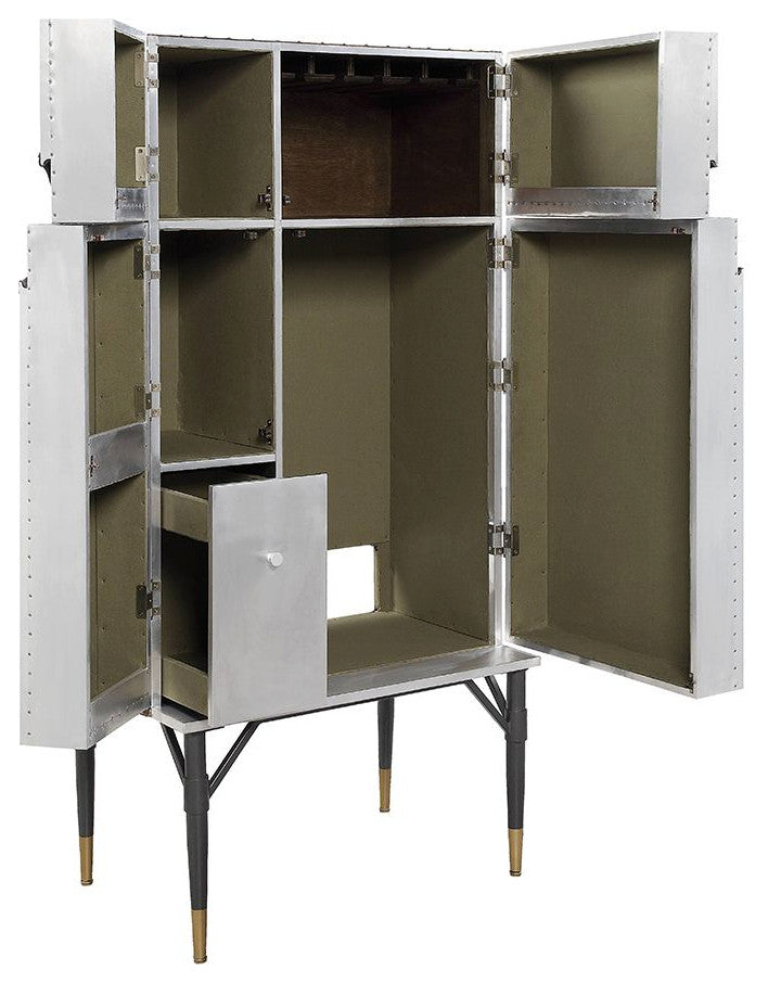 Yoela Wine Cabinet, Leather, Aluminum