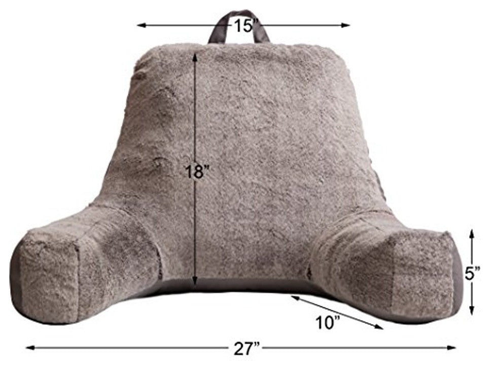 Faux Fur Reading Lounge Pillow, Grey Mink