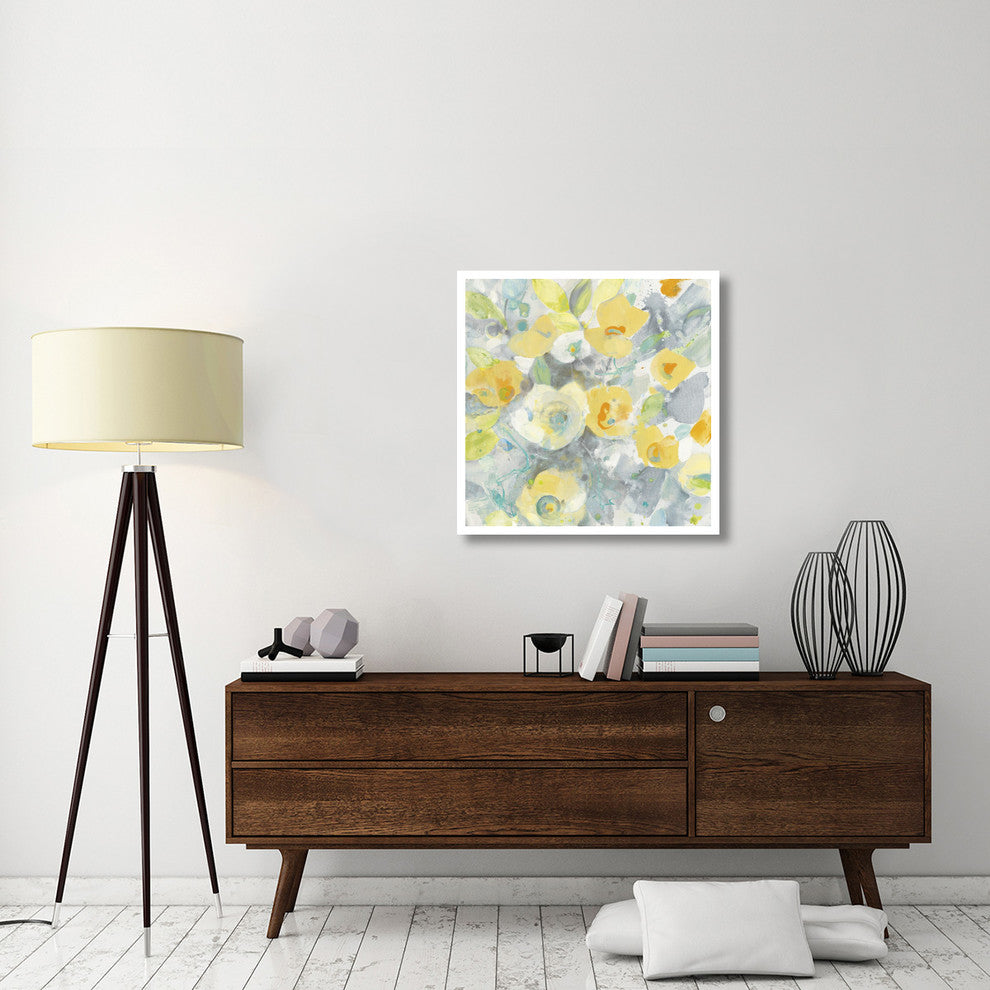 "Buttercups II Turquoise" Digital Paper Print by Albena Hristova, 32"x32"