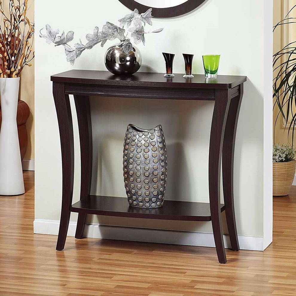 Benzara BM148764 Modish Console Table With 1 Shelf, Dark Brown