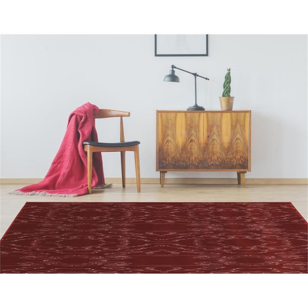 Linon Prisma Electric Machine Made Polypropylene 5'3"x7'6" Rug in Red