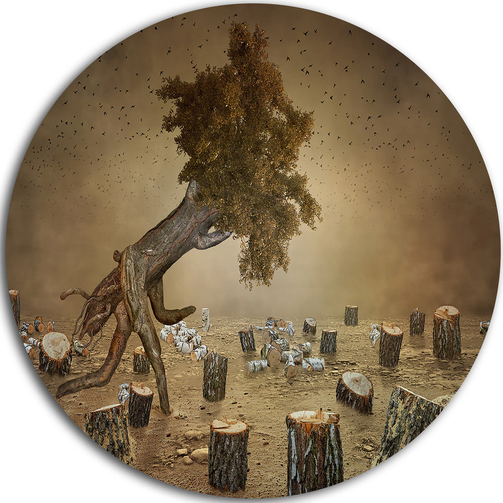 Escape The Last Wood, Digital Art Disc Metal Artwork, 23"